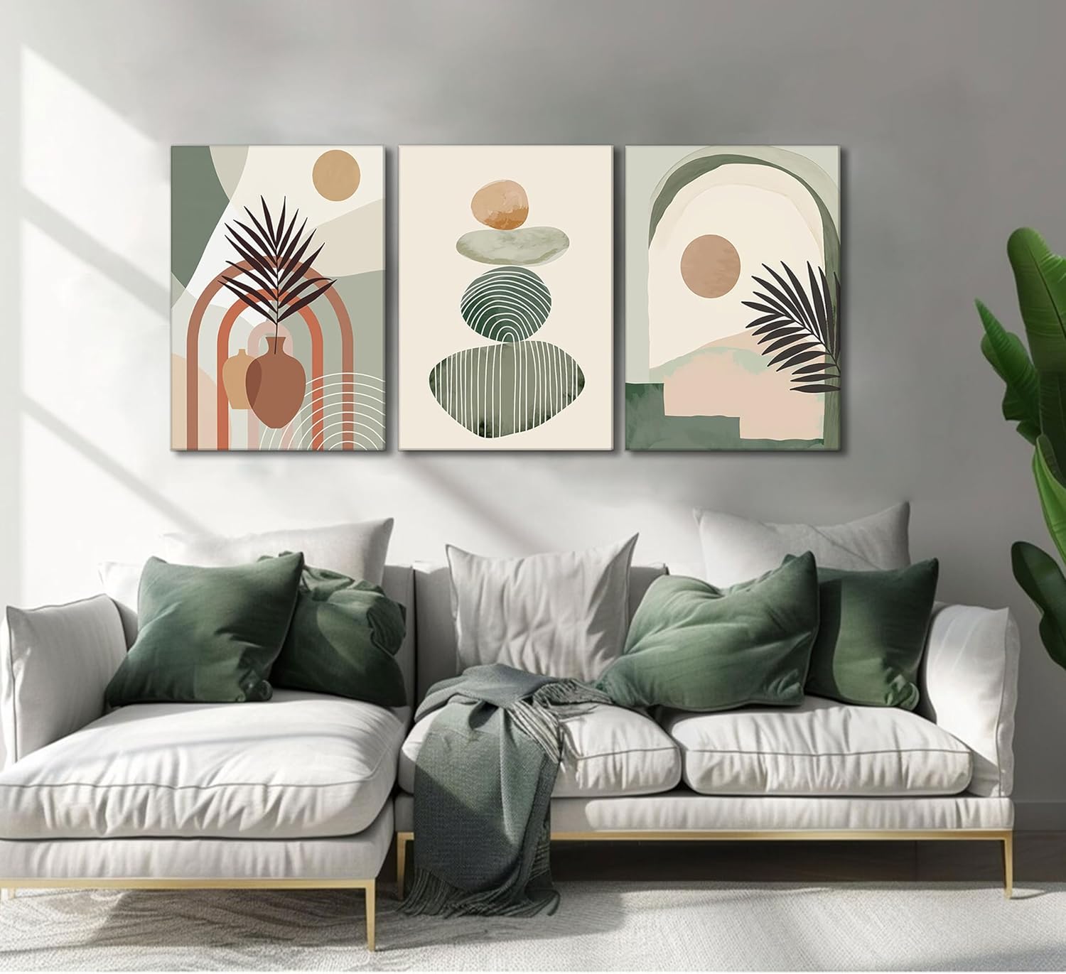 3 Pcs Boho Art Wall Decor Canvas Wall Art Decor Stretched And Framed Ready To Hang Size 12 X 16in