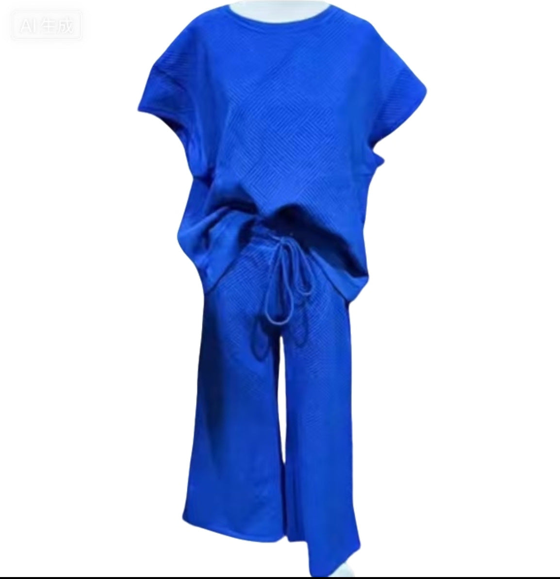 Solid Color Texture Casual Fashion Women's Wear Short-sleeved Trousers Two-piece Set