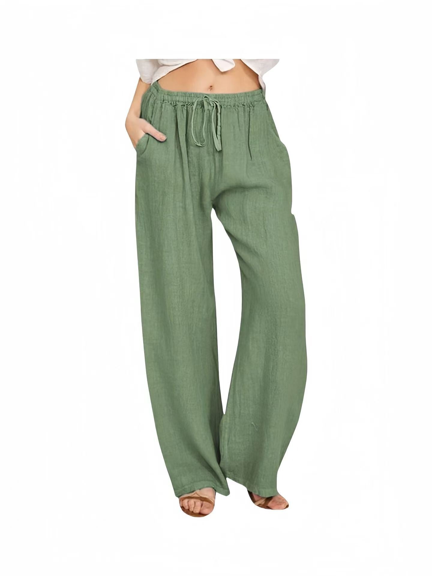 Cotton-Linen Wide-Leg Yoga Pants