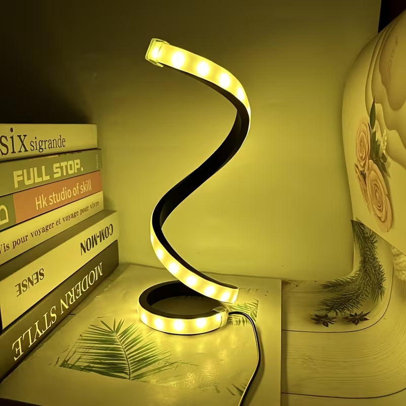 2Pcs Creative Spiral Three-Color Adjustable LED Desk Lamp, Three-Color Dimming, Soft Lighting, Eye-Friendly And Comfortable, Suitable For Bedroom, Liv