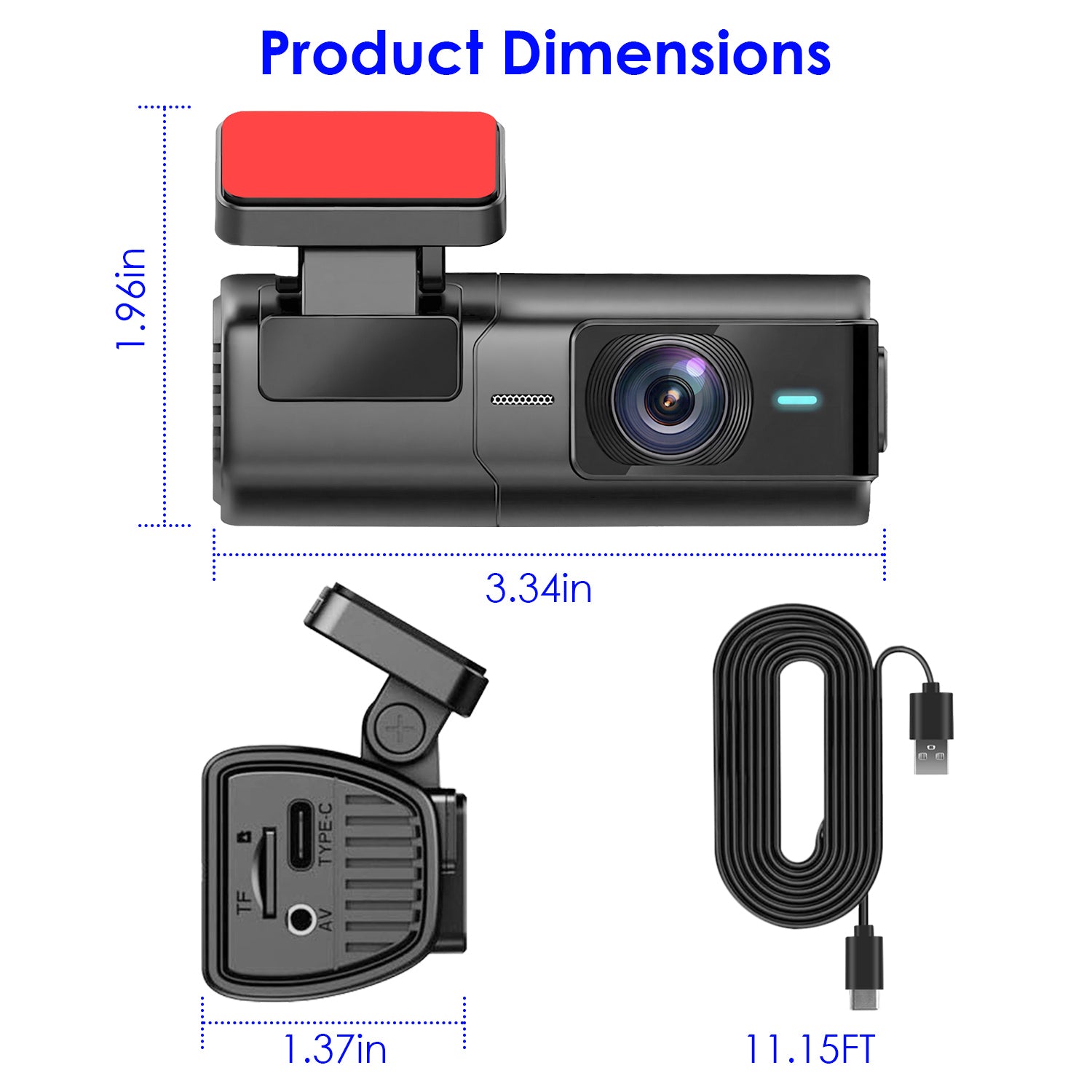 1Pc 2K HD Front Dash Cam For Car With IPS Screen Night Vision Loop Recording Included 32G Storage Card 140 Degree Wide Angle WiFi App Control Front Da