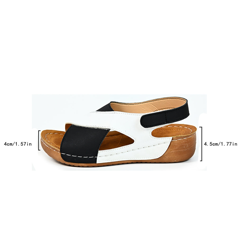 Colorblock-crossed Wedges Sandals Summer Fashion Fish Mouth Platform Roman Shoes For Women