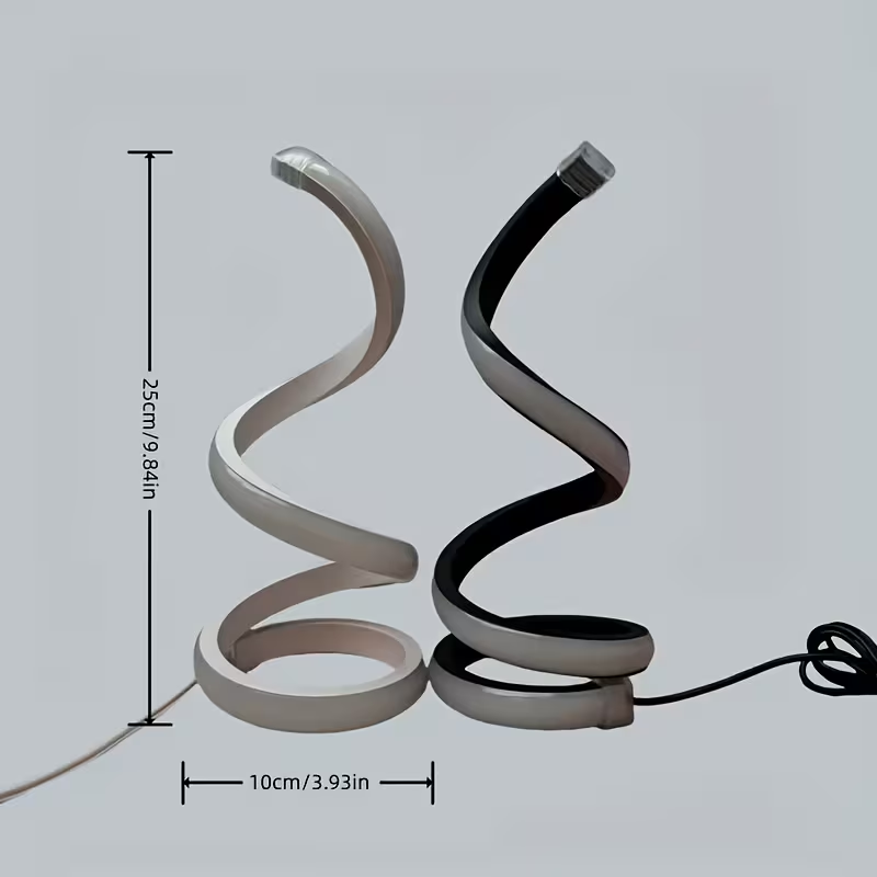 2Pcs Creative Spiral Three-Color Adjustable LED Desk Lamp, Three-Color Dimming, Soft Lighting, Eye-Friendly And Comfortable, Suitable For Bedroom, Liv