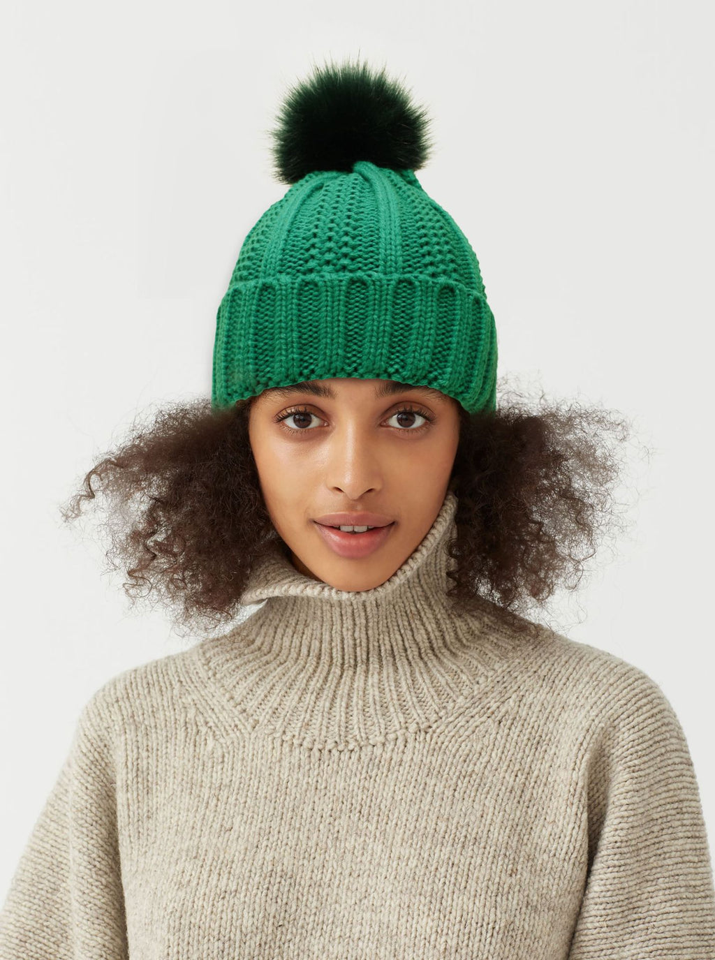 Satin-Lined Pom-Pom Beanie