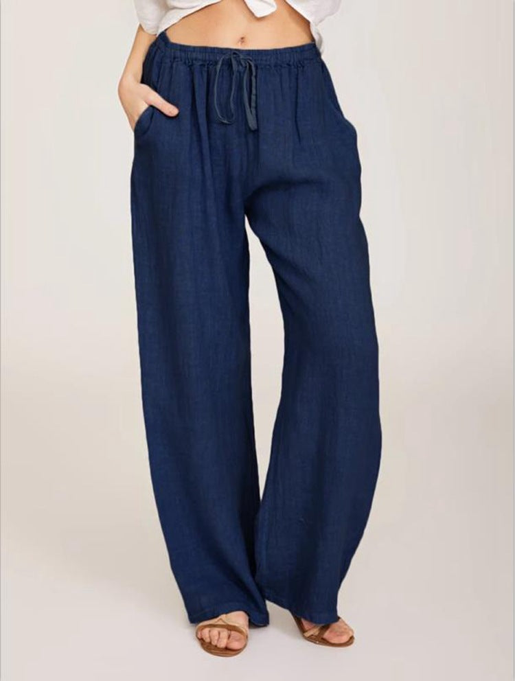 Cotton-Linen Wide-Leg Yoga Pants