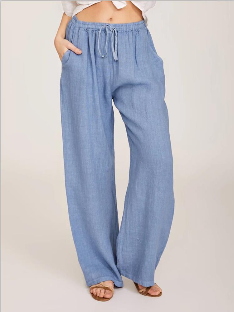 Cotton-Linen Wide-Leg Yoga Pants