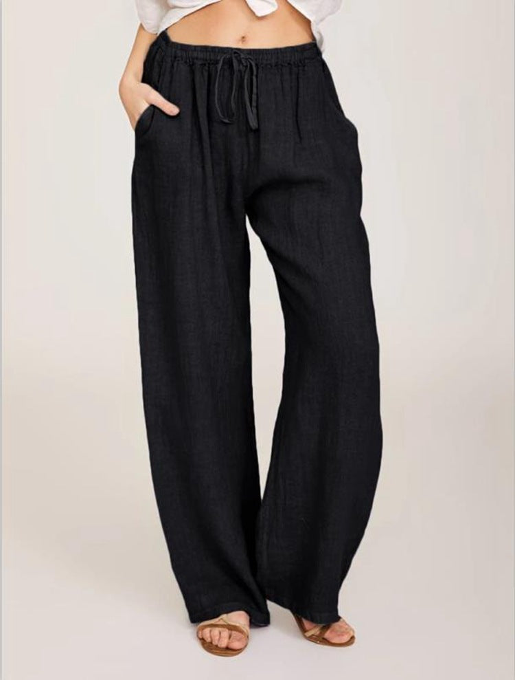Cotton-Linen Wide-Leg Yoga Pants