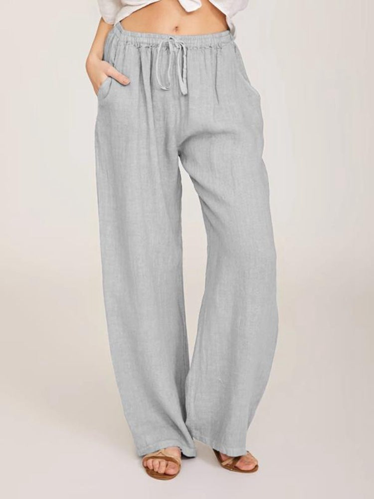 Cotton-Linen Wide-Leg Yoga Pants