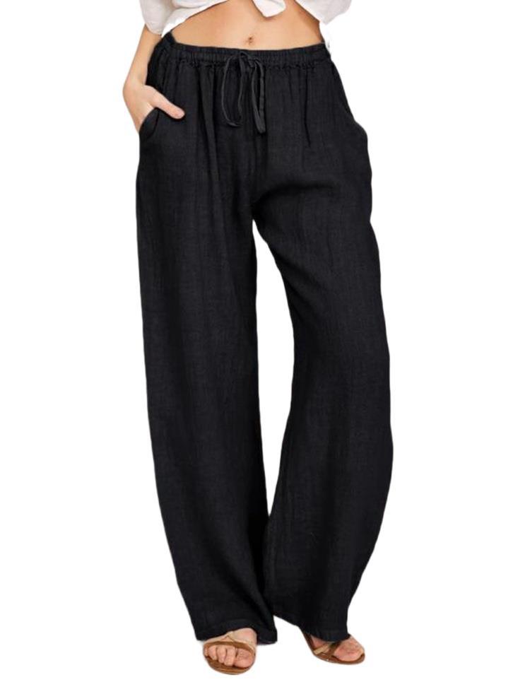 Cotton-Linen Wide-Leg Yoga Pants