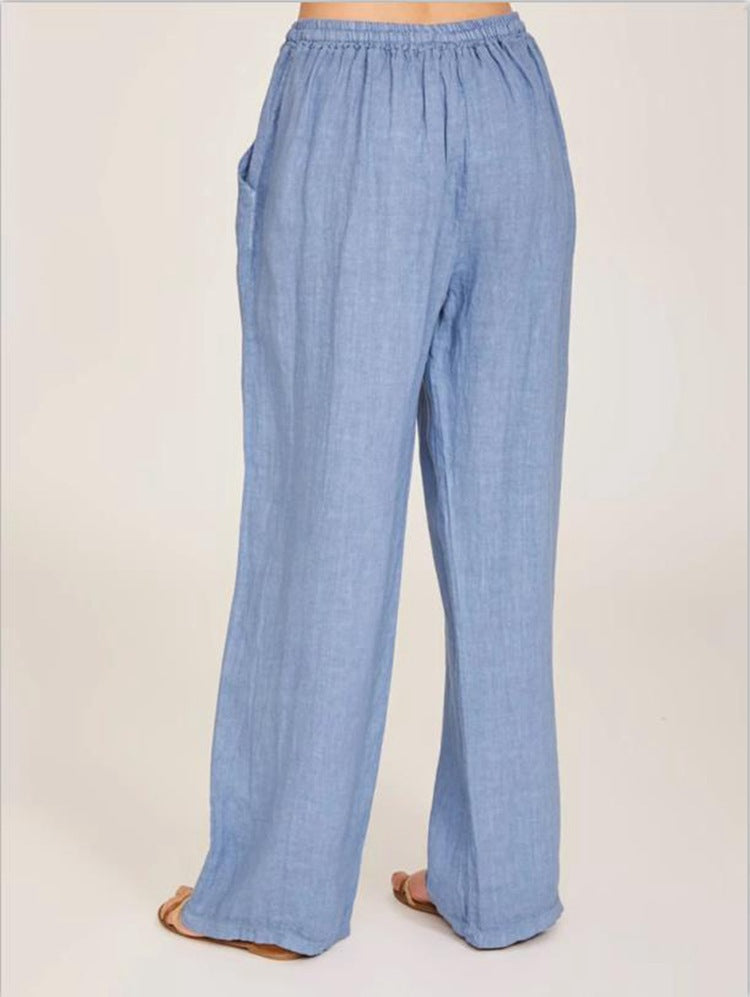 Cotton-Linen Wide-Leg Yoga Pants