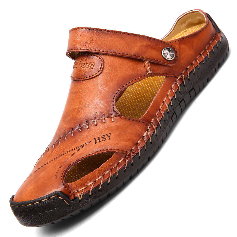 Men's Closed Toe Sandals Summer Adjustable Slides Slippers Fashion Beach Shoes