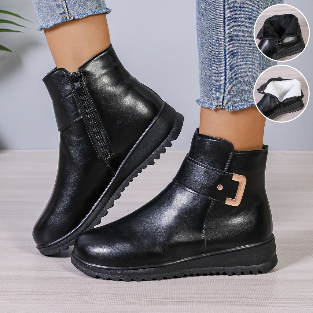 Fleece-Lined Side-Zip Ankle Boots product image