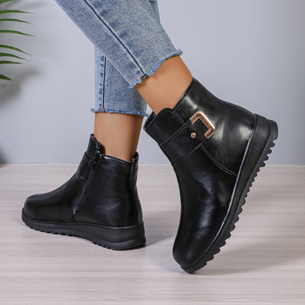 Fleece-Lined Side-Zip Ankle Boots product image
