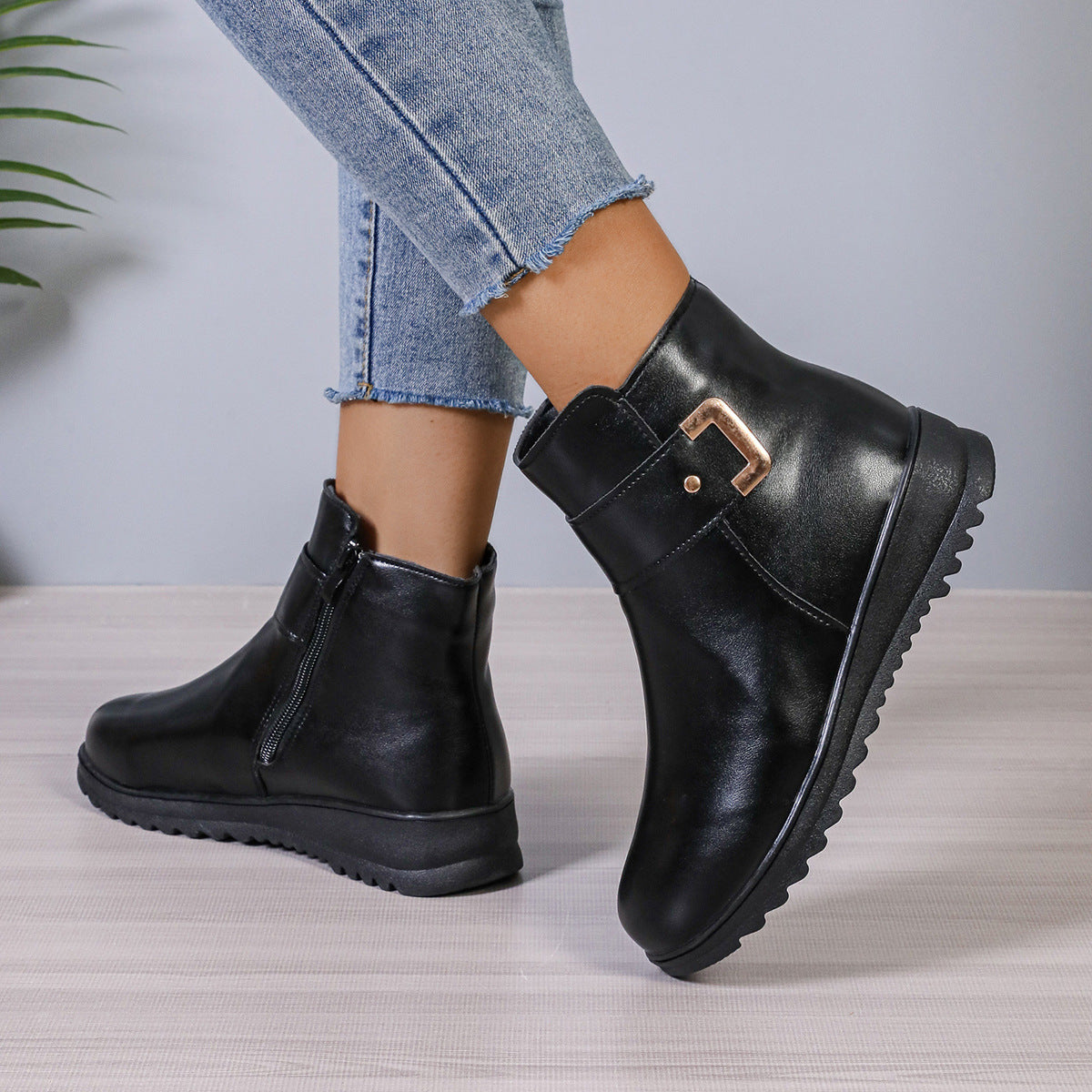 Fleece-Lined Side-Zip Ankle Boots product image