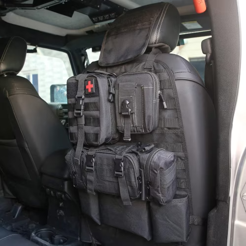 Universal Tactical Vehicle Back Seat Organizer With 3 Detachable Pouches-1 Set Of Bag