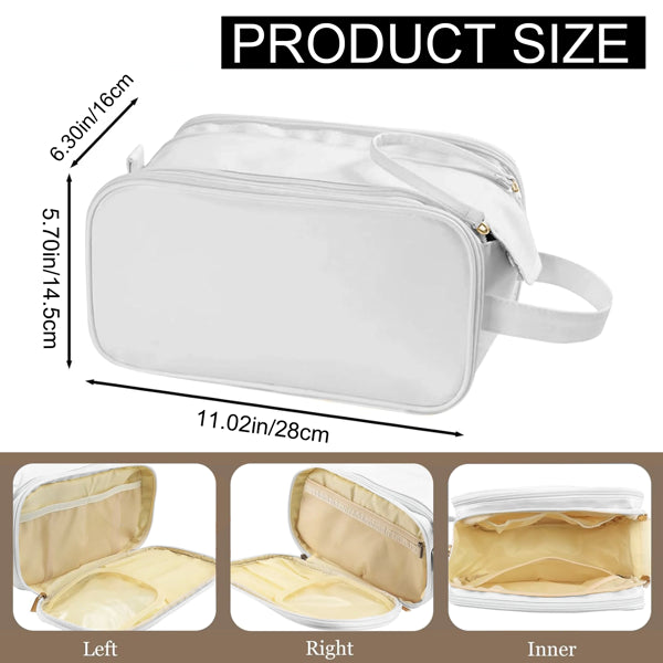 Large Capacity Cosmetic Organizer ,Travel Makeup Bag Organizer, Large Capacity Toiletry Bags For Traveling, Flat Open Waterproof PU Leather Cosmetic B