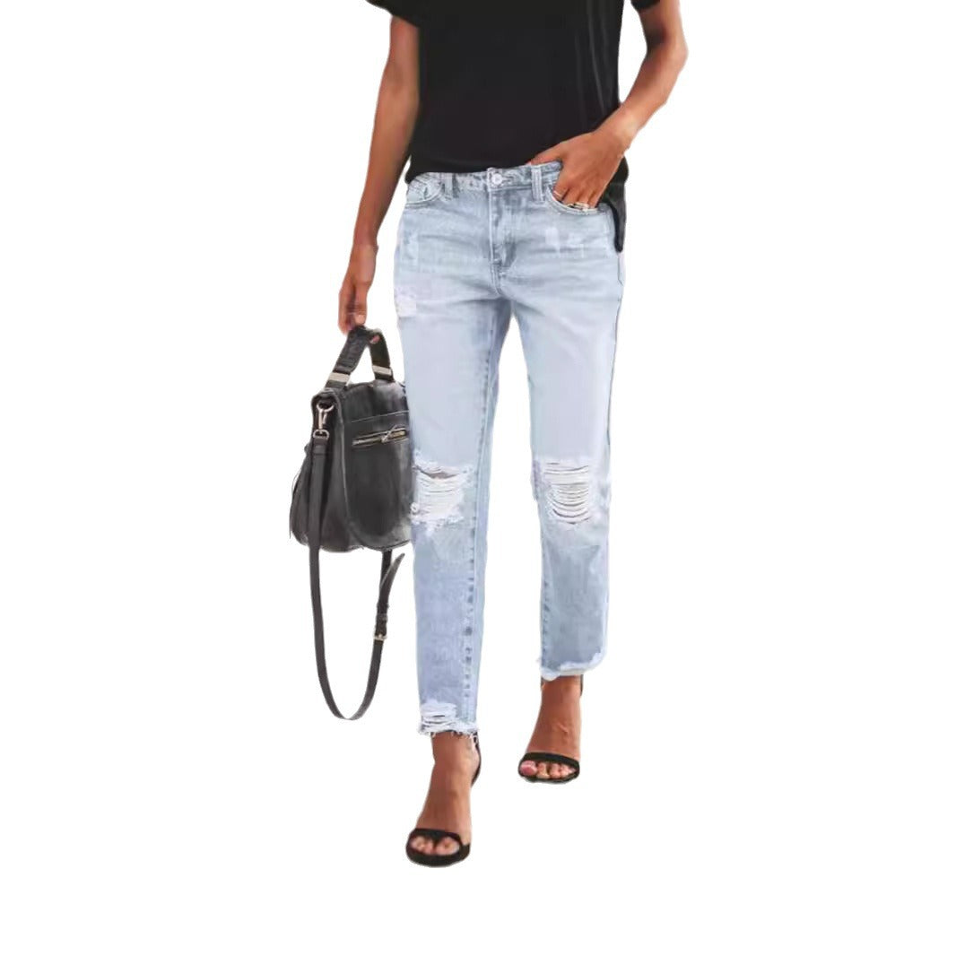 Distressed Vintage Straight-Leg Jeans