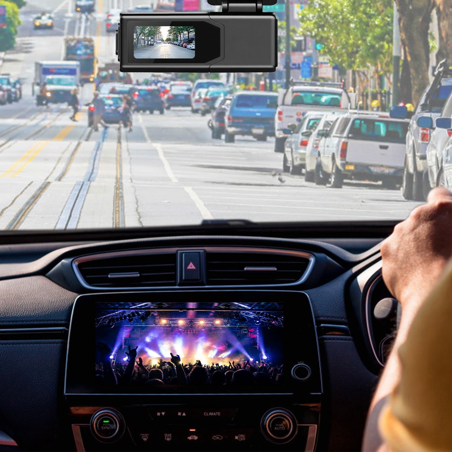 1Pc 2K HD Front Dash Cam For Car With IPS Screen Night Vision Loop Recording Included 32G Storage Card 140 Degree Wide Angle WiFi App Control Front Da