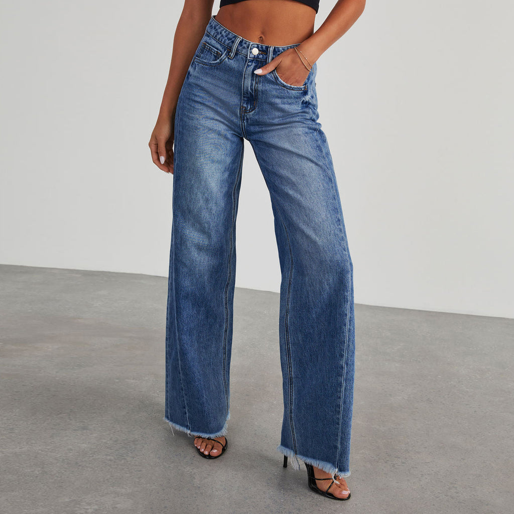High-Waist Wide-Leg Pocket Jeans