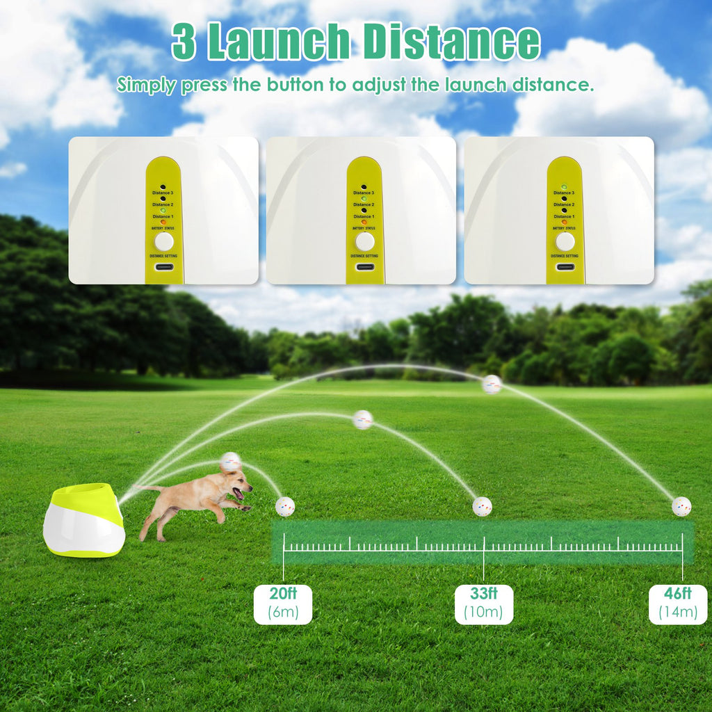 Automatic Dog Ball Launcher Rechargeable Interactive Pet Ball Thrower For Small Medium Dogs Interactive Dog Fetch Toy With 3 Adjustable Distance Setti