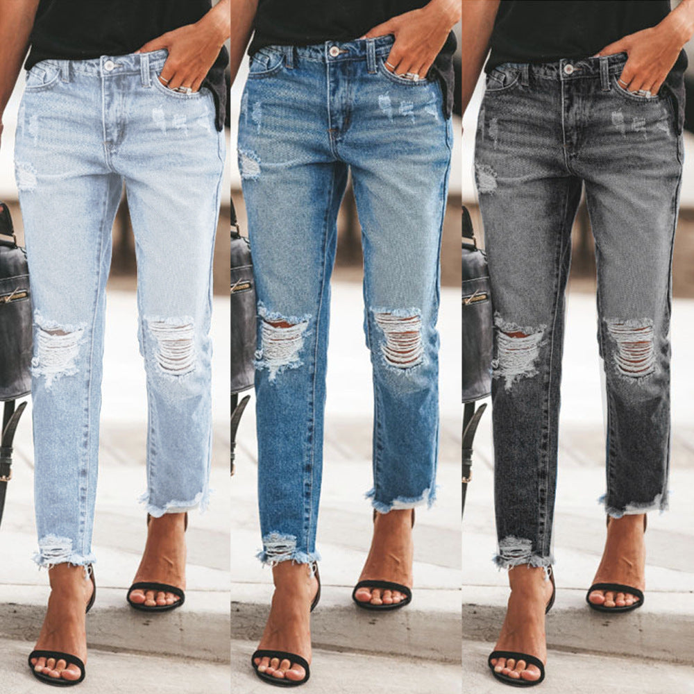 Distressed Vintage Straight-Leg Jeans