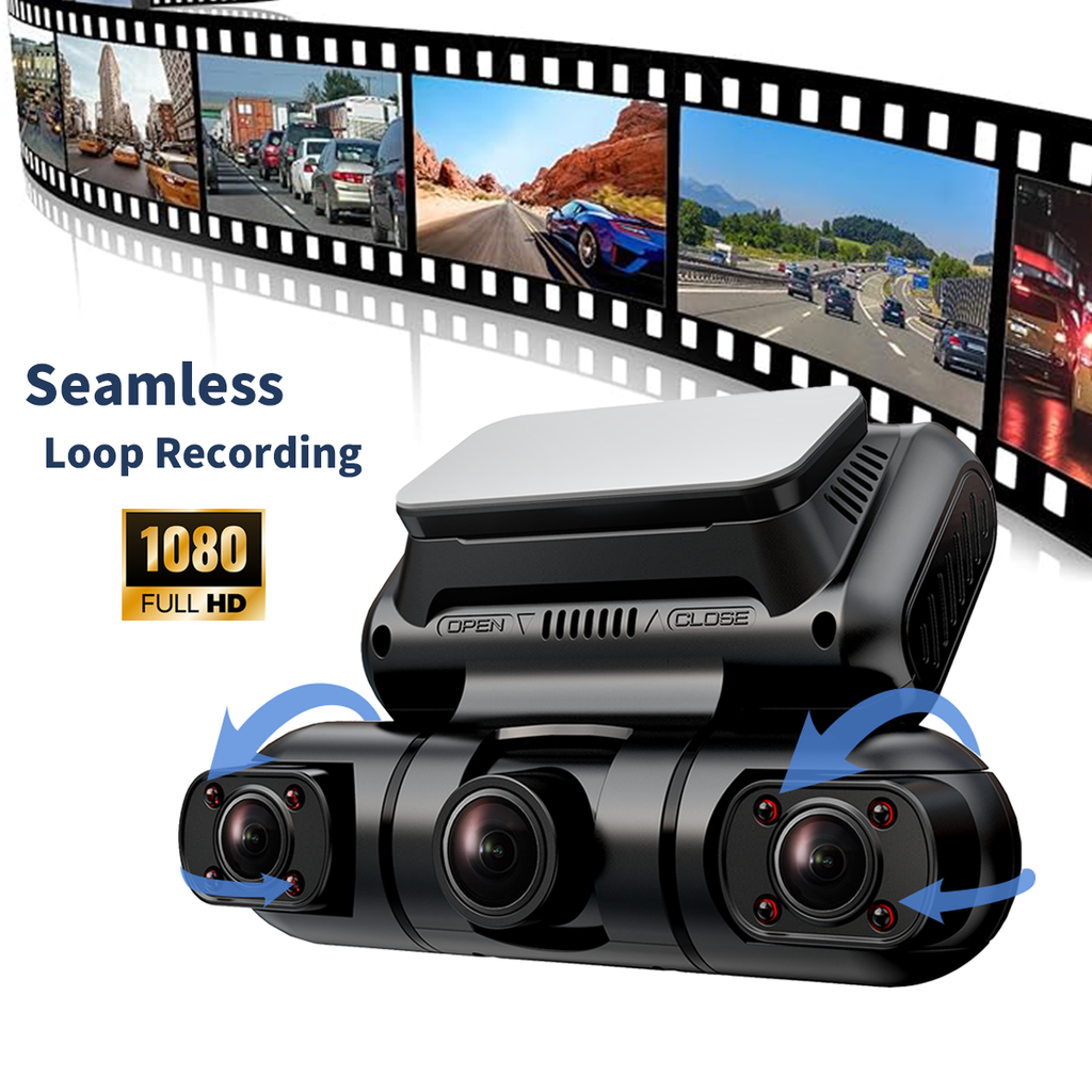 Hainatech 360 Degree View 4 Channel Dash Cam Front And Rear Inside Left Right, Dash Camera For Cars, Built-in GPS WiFi Night Vision, 24 7 Recording Pa