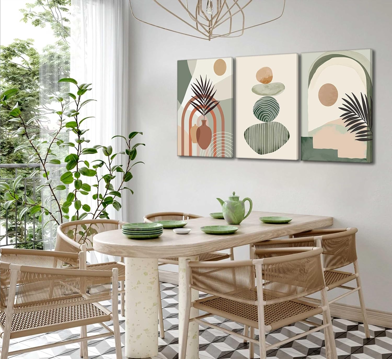 3 Pcs Boho Art Wall Decor Canvas Wall Art Decor Stretched And Framed Ready To Hang Size 12 X 16in