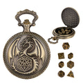 Creative Thick Chain Pocket Watch Set, Equipped With 7 Mini DND Game Polyhedral Metal Dice Tabletop Role-playing Game Dice, Enhancing RPG Gaming Exper