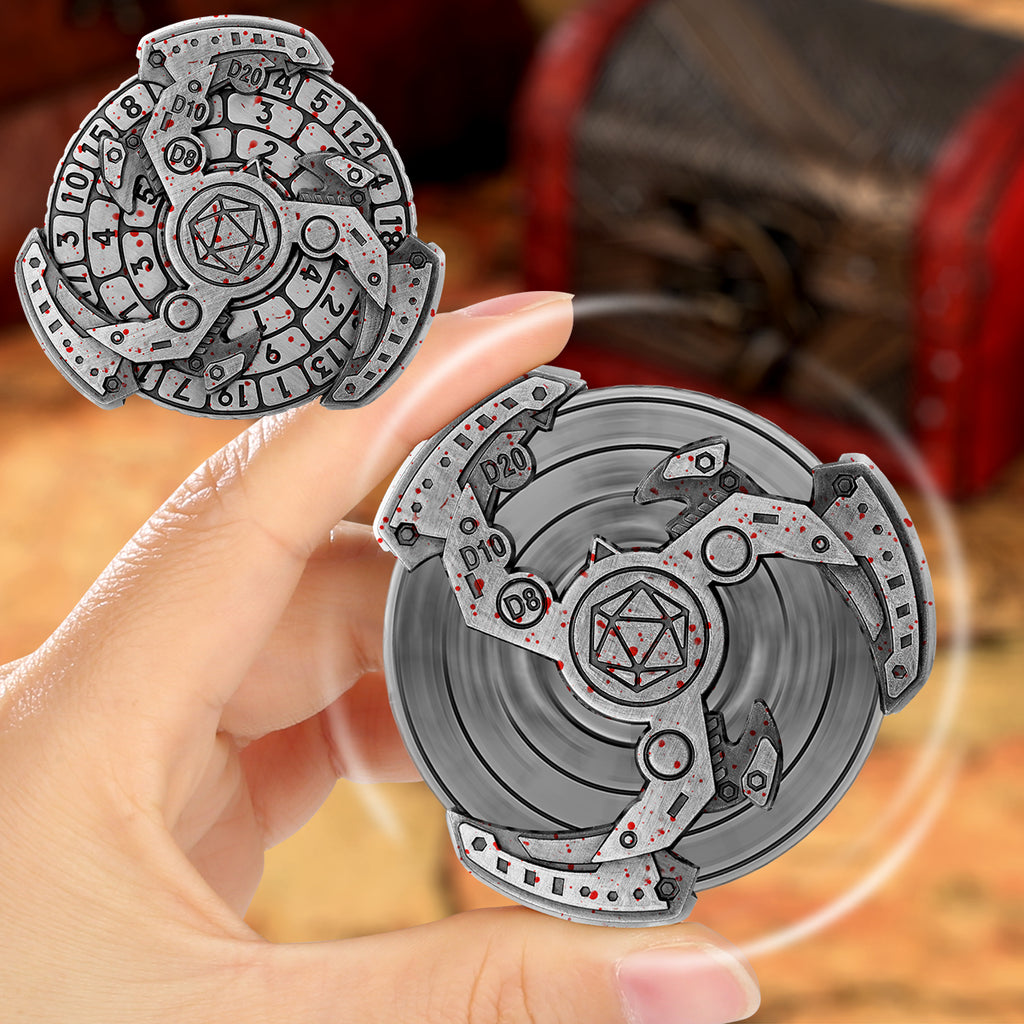 Wind And Fire Wheel DND Dice Wheel Gift Box Set, Fingertip Gyro Retro Compass Table Role Playing Game Dice, Parent Child Game, Toy Accessories Gift, M