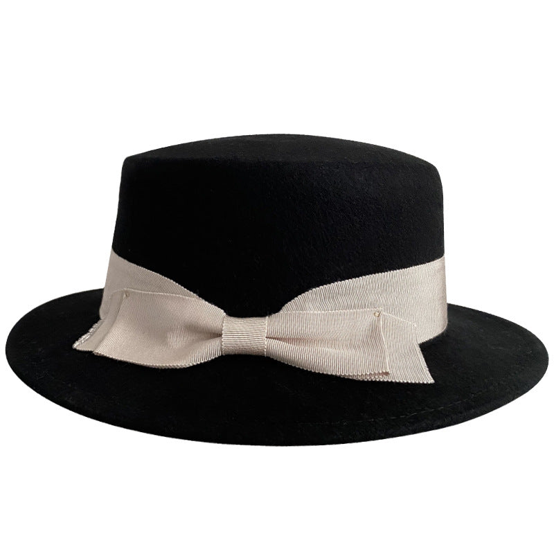 Bow-Accent Flat-Brim Cap