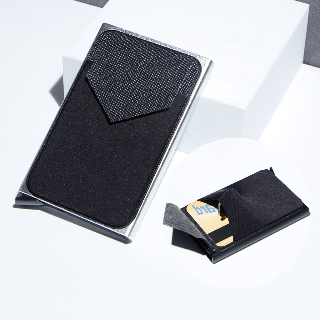 Metal Card Strap Lycra Cloth Anti-theft Swiping Aluminum Alloy Credit Card Box Business Card Case Multi Card Holder