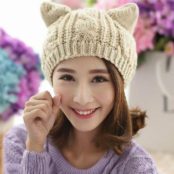 3D Cat-Ear Knit Beanie