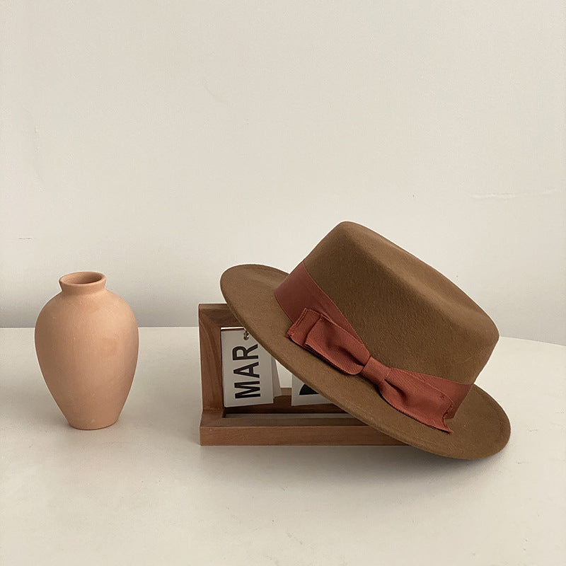 Bow-Accent Flat-Brim Cap
