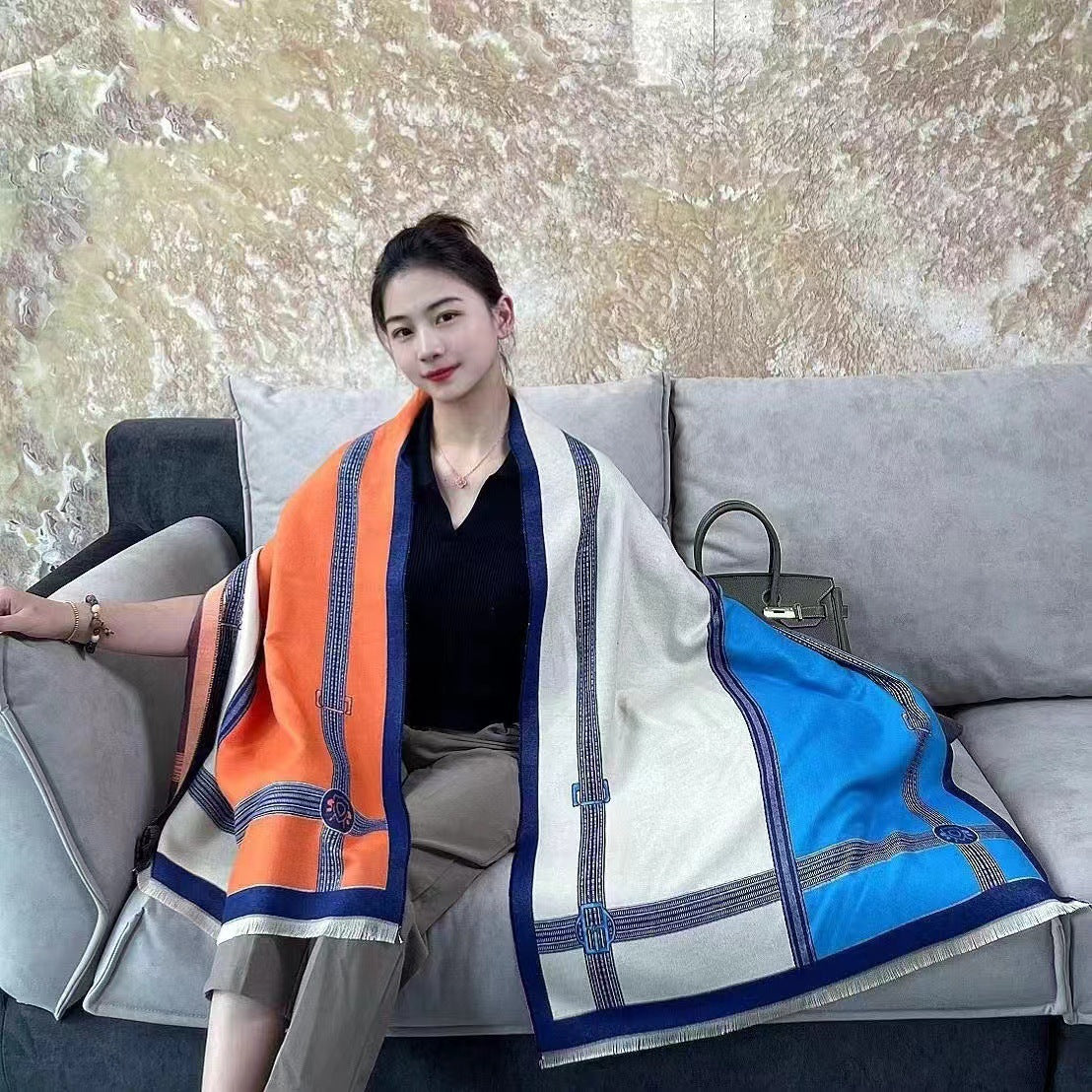 Color-Block Winter Scarf