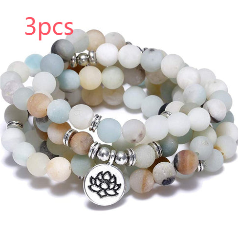 Amazon Stone Tiger Eye Stone Bracelet Necklace 108 Buddha Beads Lotus Bracelet