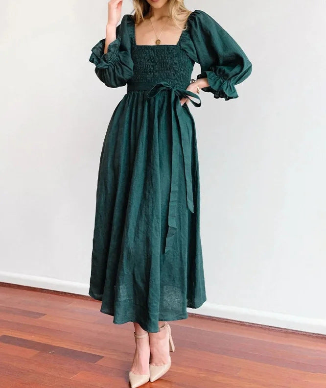 Women's Clothing V-neck Half Sleeves Front And Back Wearable Type Dress