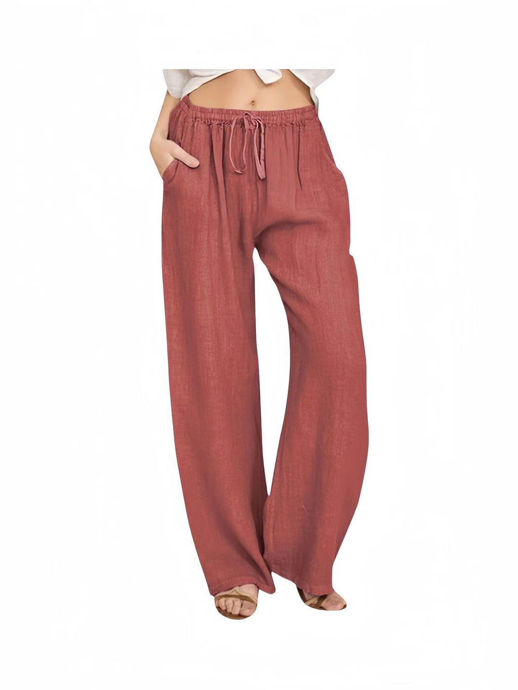 Cotton-Linen Wide-Leg Yoga Pants