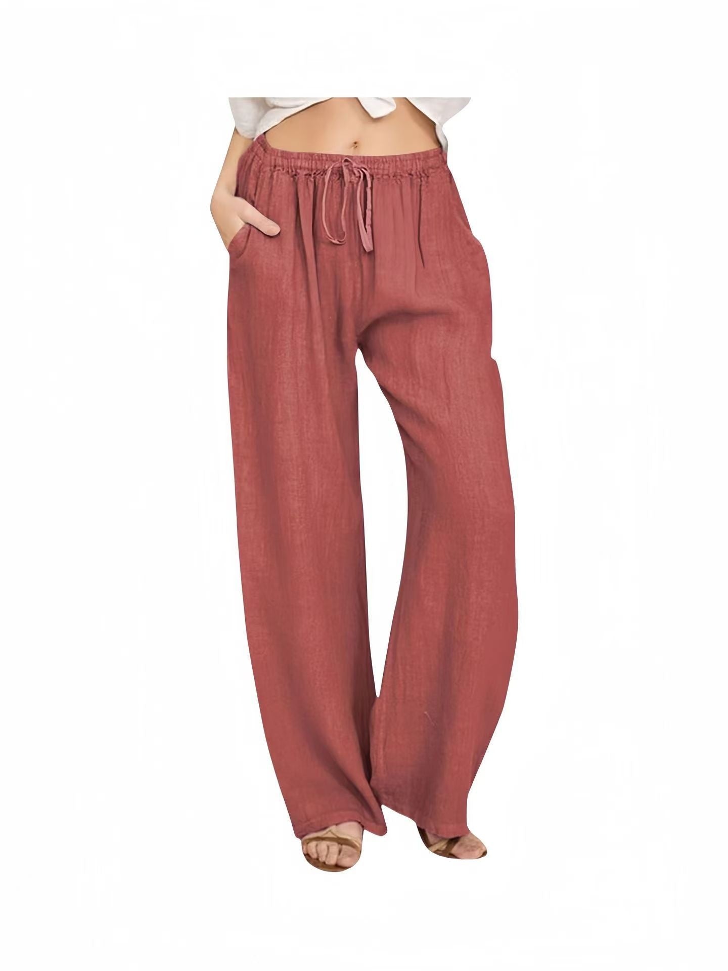 Cotton-Linen Wide-Leg Yoga Pants