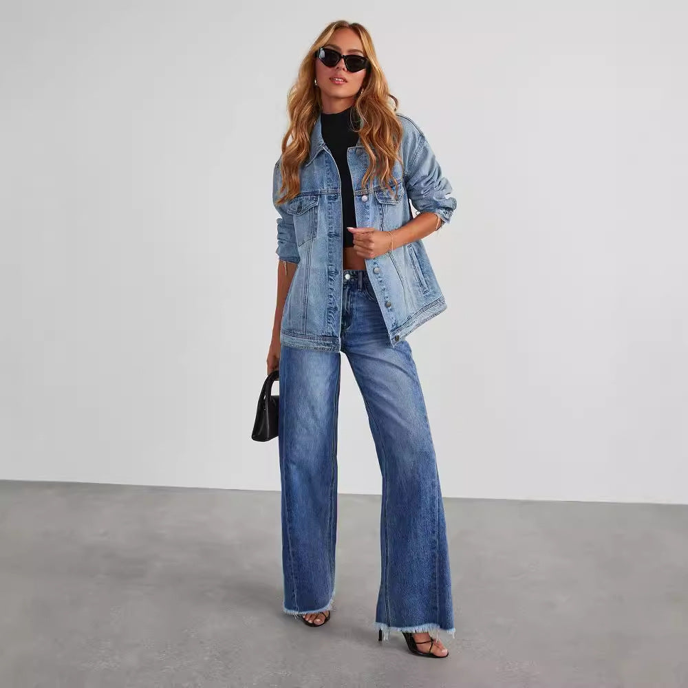 High-Waist Wide-Leg Pocket Jeans