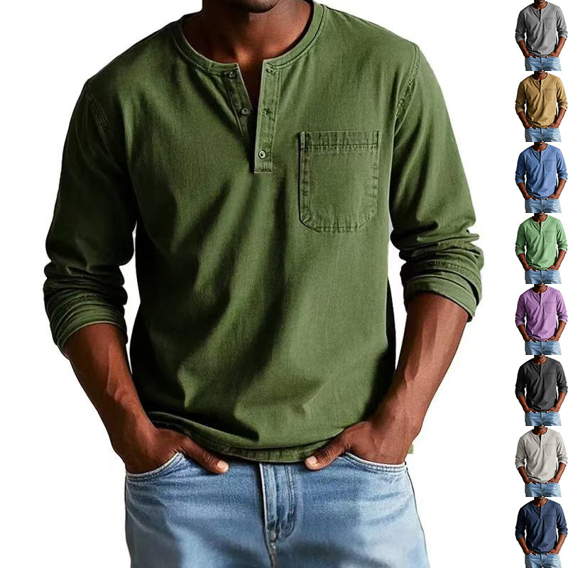 Button V-Neck Long-Sleeve Tee product image