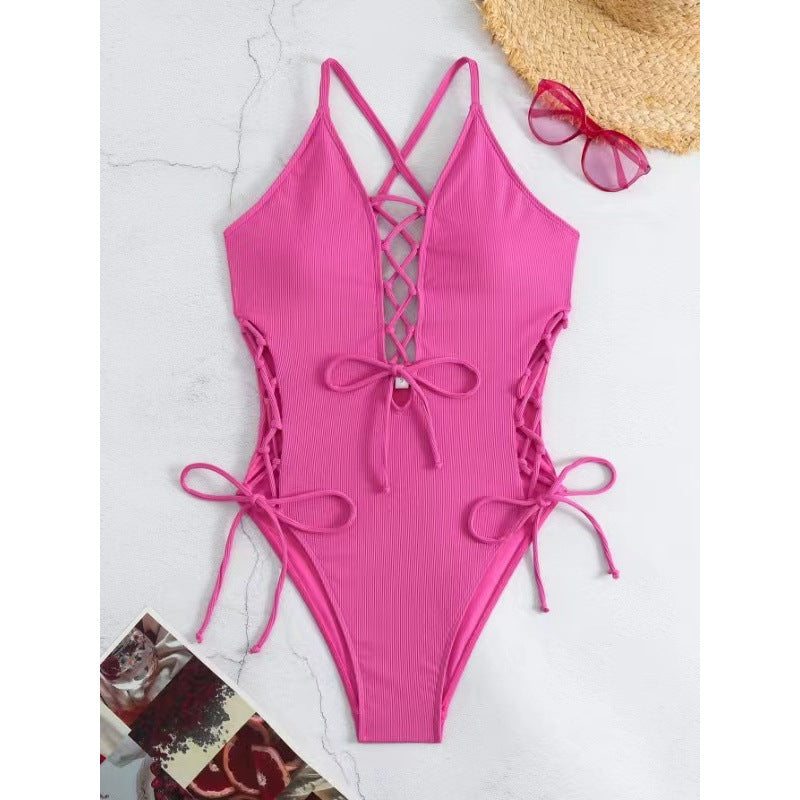 European And American Sexy Backless Siamese Bikini Swimsuit