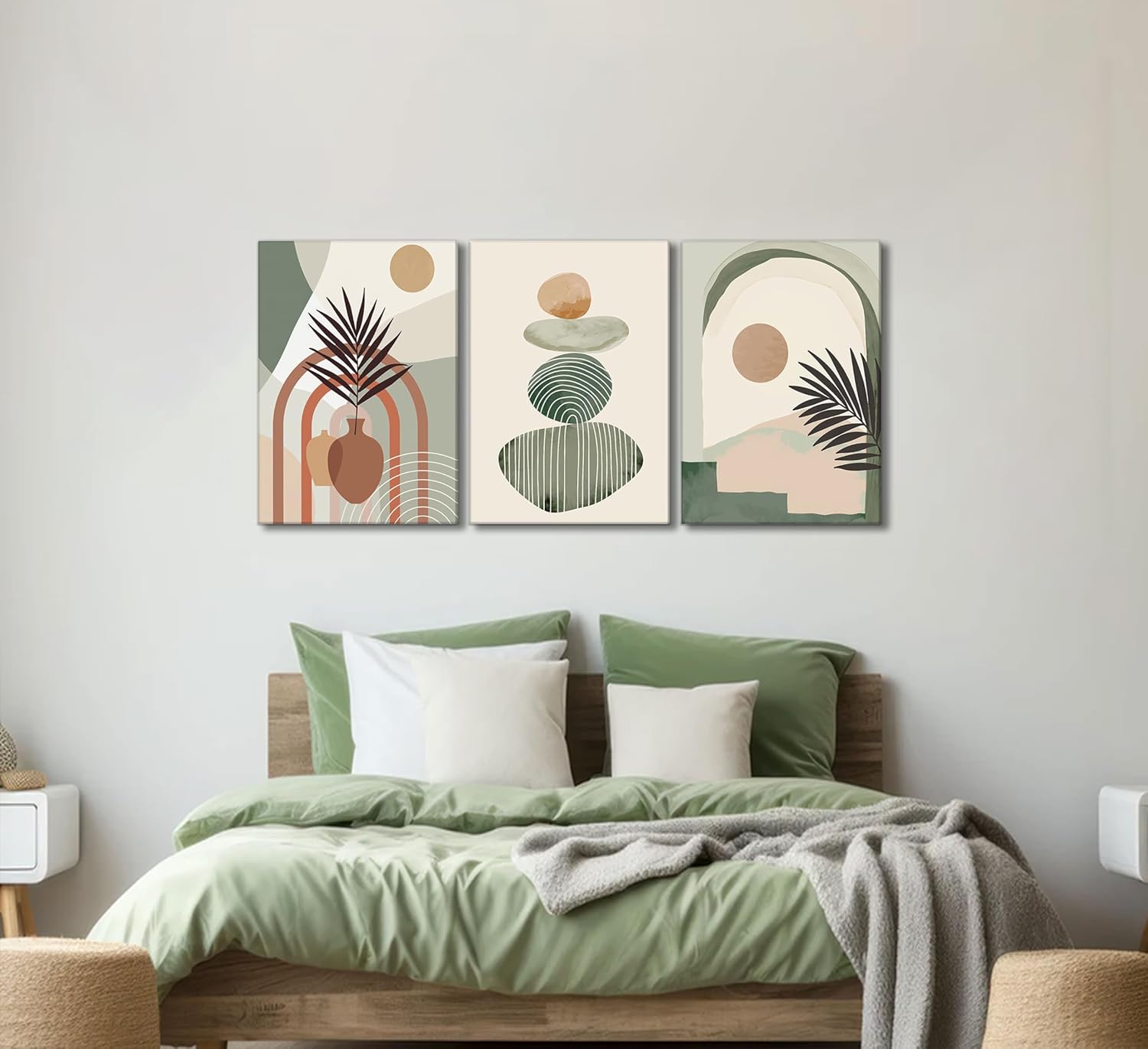 3 Pcs Boho Art Wall Decor Canvas Wall Art Decor Stretched And Framed Ready To Hang Size 12 X 16in