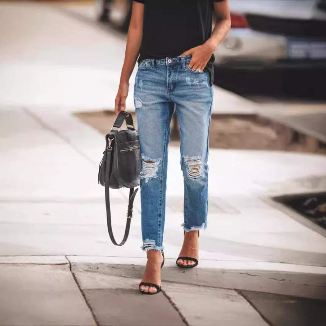 Distressed Vintage Straight-Leg Jeans
