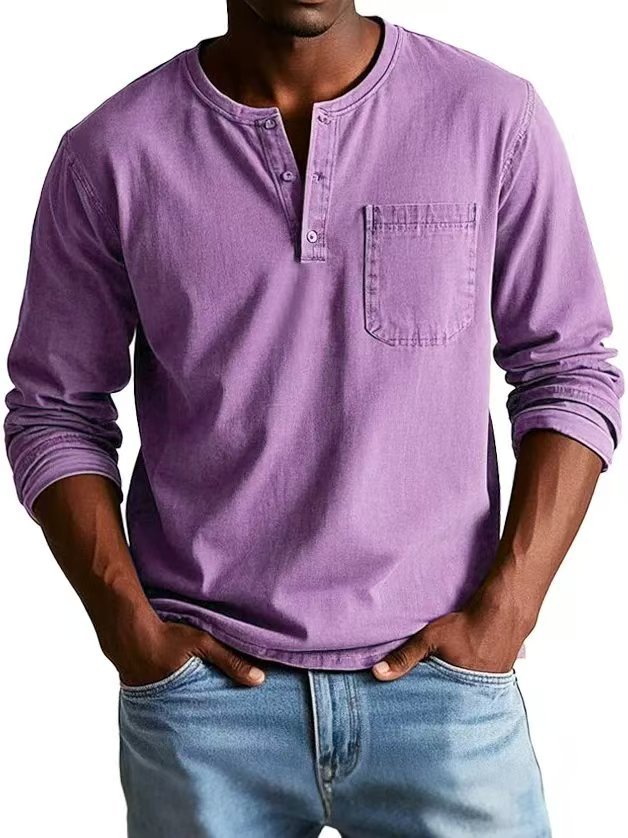 Button V-Neck Long-Sleeve Tee product image
