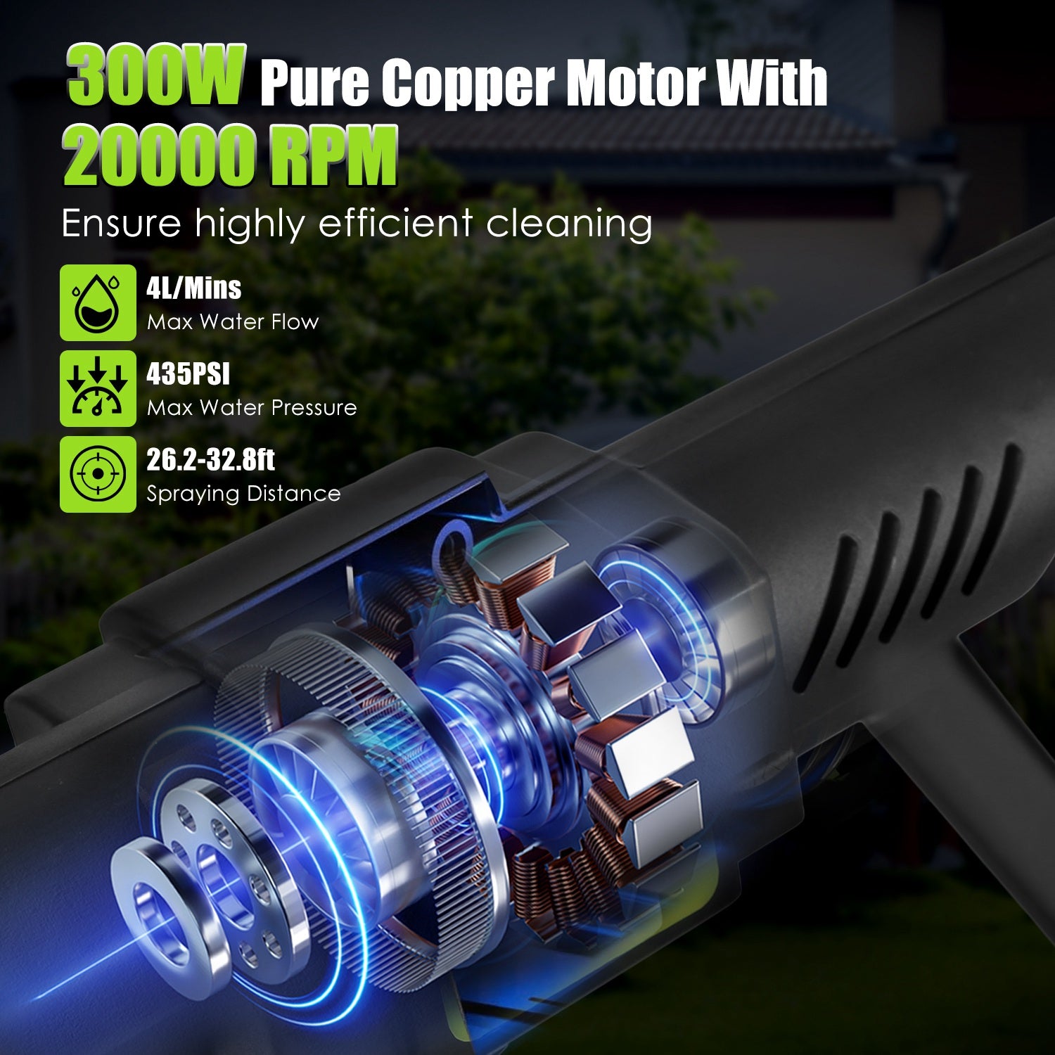 1Set Cordless Pressure Washer For Garden Portable Electric Power Washer High Pressure Water Sprayer 435PSI Car Washer Cleaner With 6 In 1 Nozzle Foam