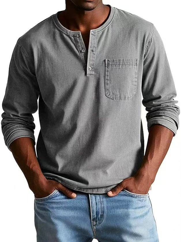 Button V-Neck Long-Sleeve Tee product image