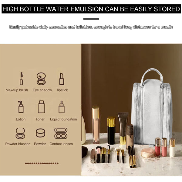 Large Capacity Cosmetic Organizer ,Travel Makeup Bag Organizer, Large Capacity Toiletry Bags For Traveling, Flat Open Waterproof PU Leather Cosmetic B