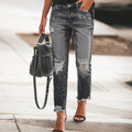 Distressed Vintage Straight-Leg Jeans