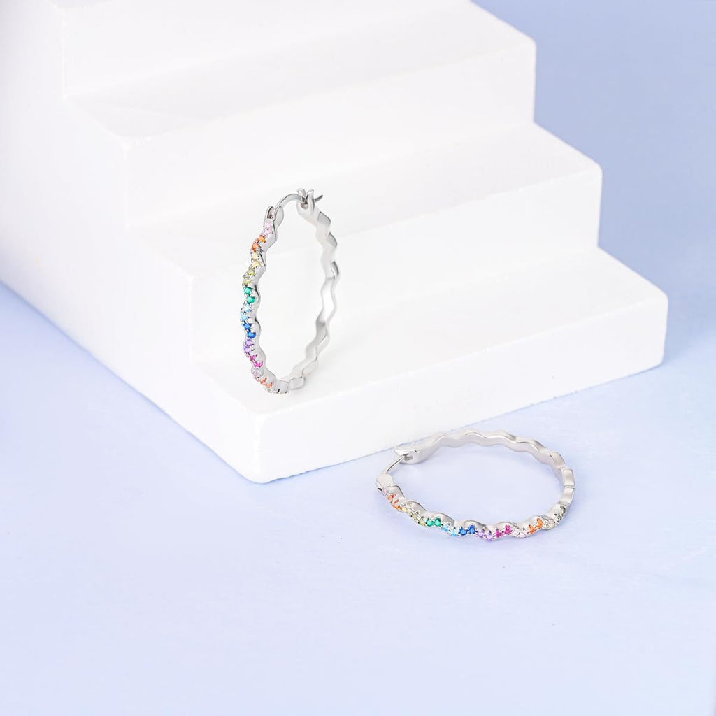 Wave-Shaped Rhinestone Earrings product image