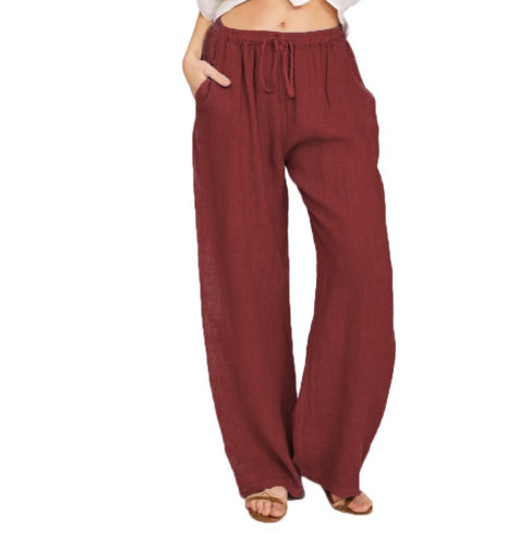 Cotton-Linen Wide-Leg Yoga Pants